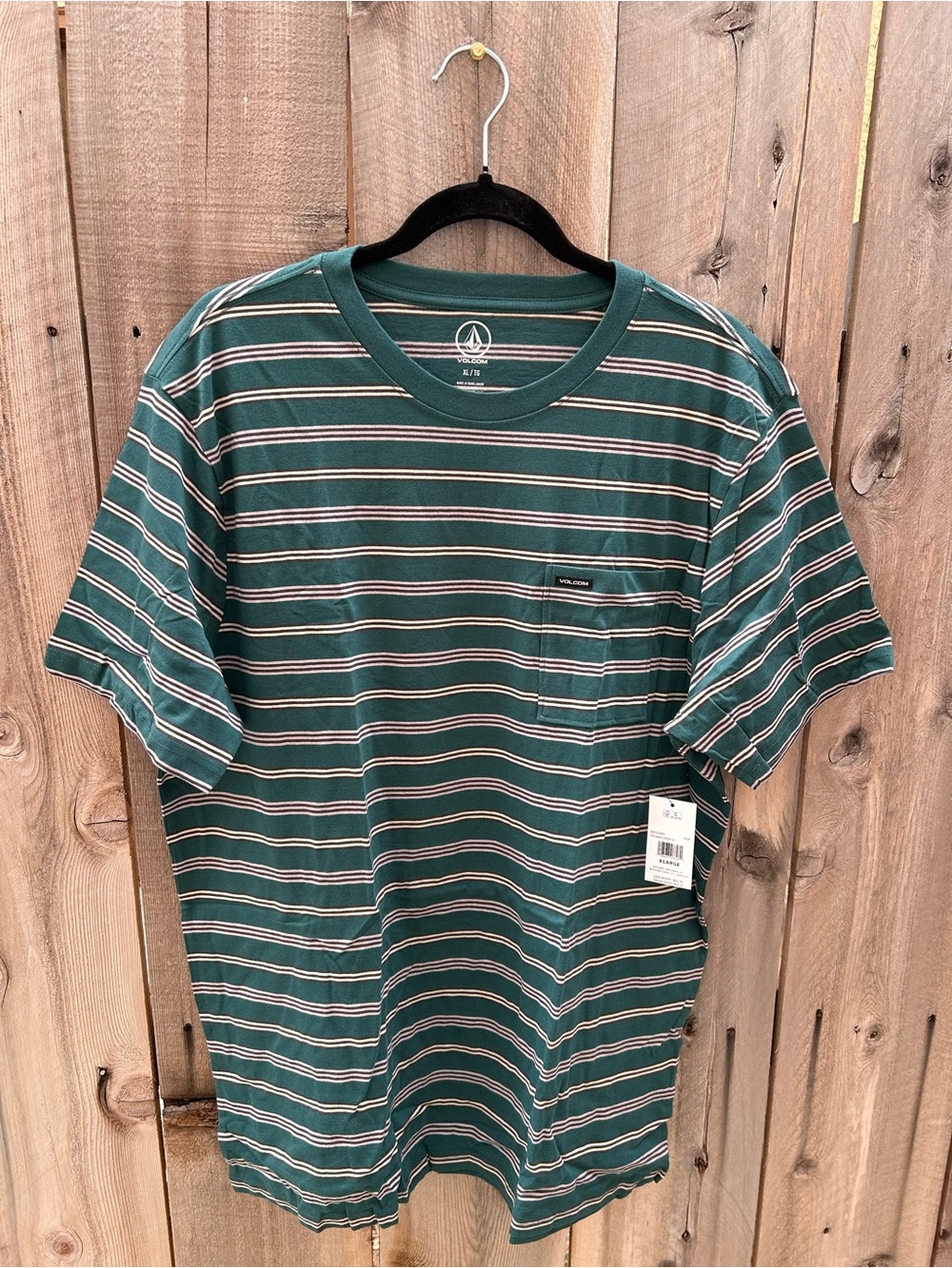 Volcom Sylvan Crew Short Sleeve Stripe Tee in Green